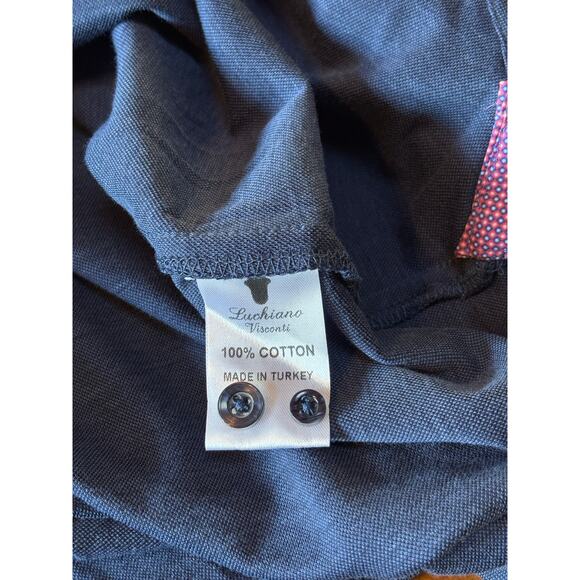 NWT Luchiano Visconti Global Mint Mens Long Sleeve Navy Blue Button Down 3XL - Picture 7 of 7